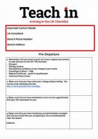Teach In Arriving in the UK Checklist